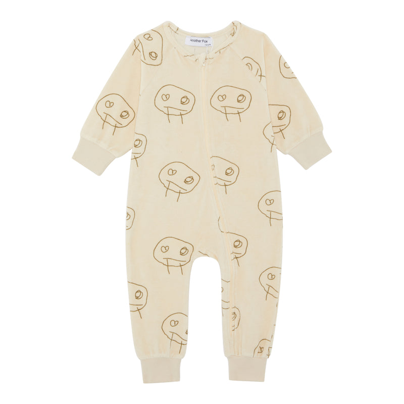 FREDS FACE TERRY TOWEL SLEEPSUIT