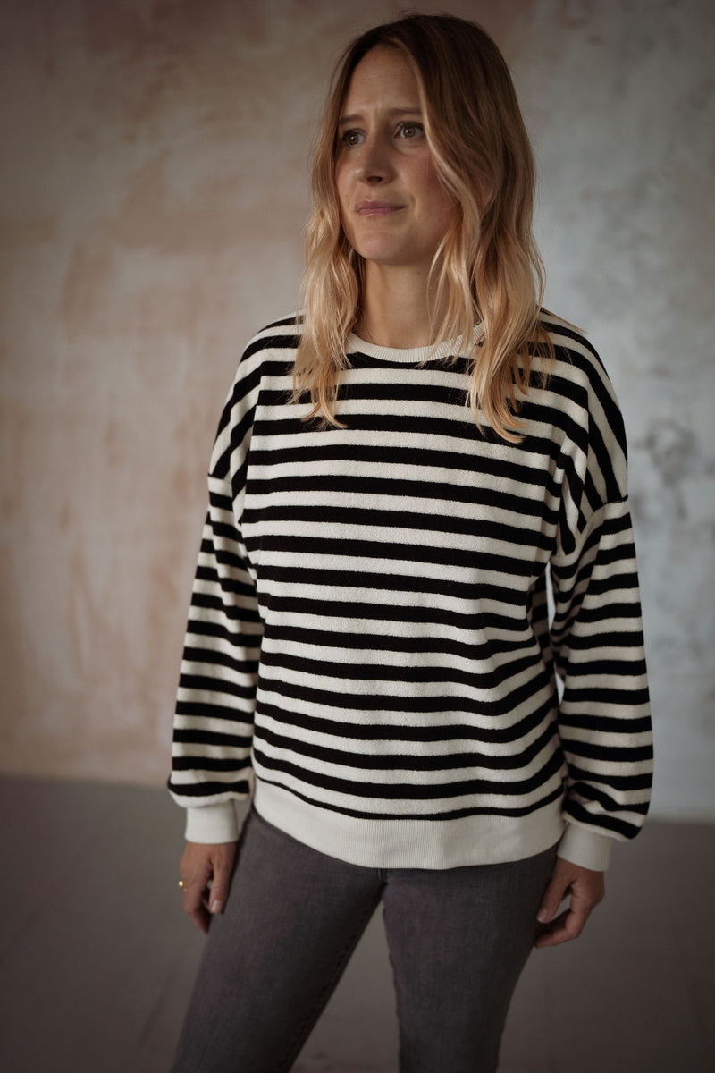 STRIPE TERRY TOWEL WOMENS SWEATSHIRT