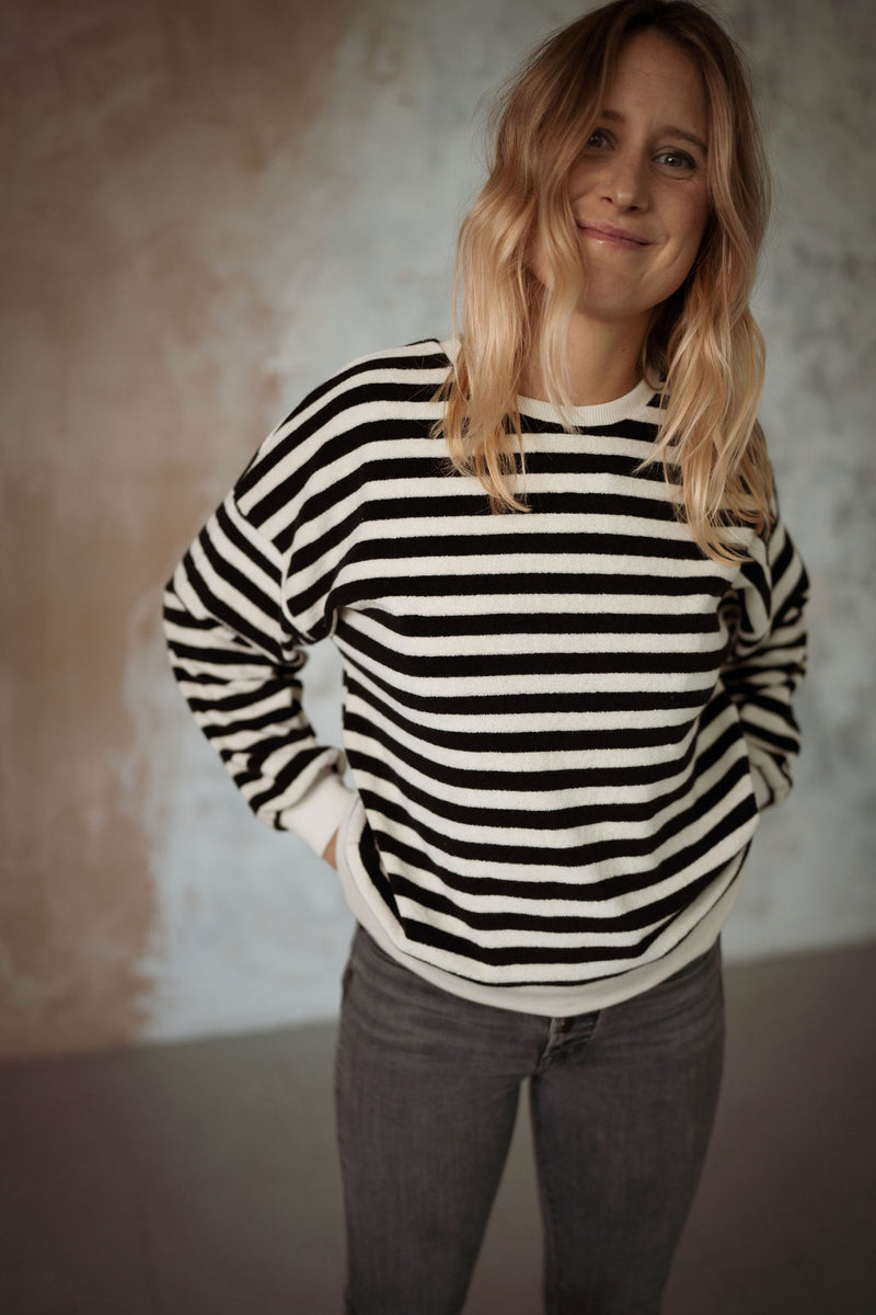 STRIPE TERRY TOWEL WOMENS SWEATSHIRT