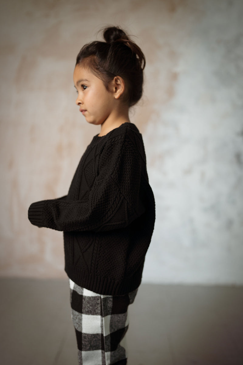 BLACK CABLE KNIT KIDS JUMPER