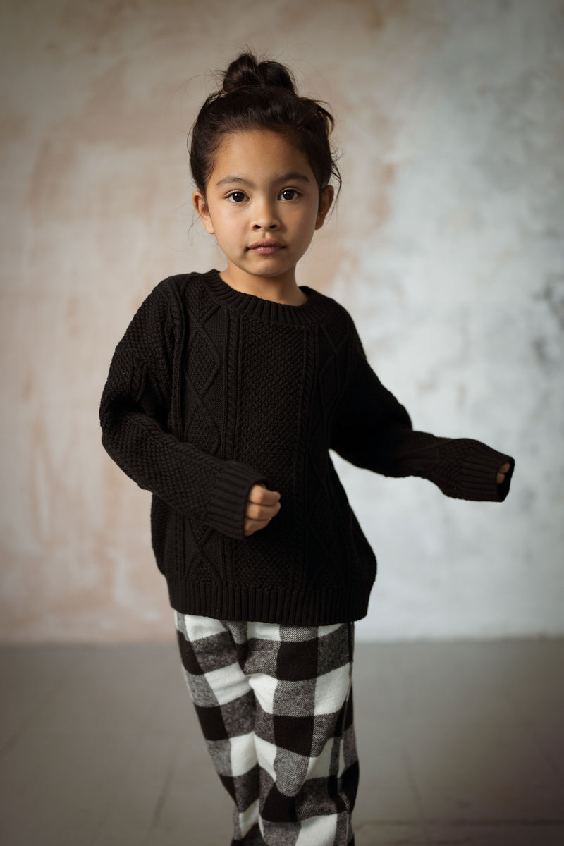 BLACK CABLE KNIT KIDS JUMPER