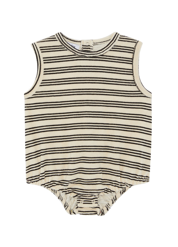 STRIPE TERRY TOWEL BUBBLE BODYSUIT