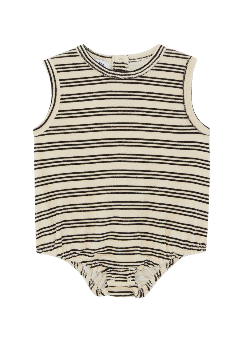 STRIPE TERRY TOWEL BUBBLE BODYSUIT