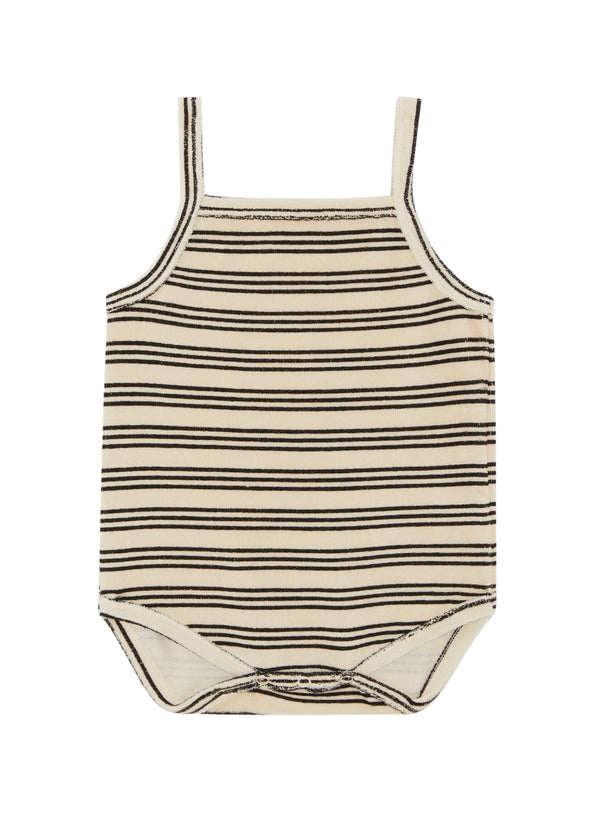 STRIPE TERRY TOWEL VEST BODYSUIT